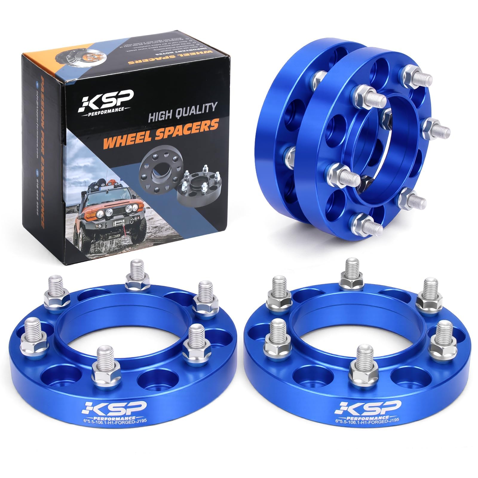KSP PERFORMANCE front view of four 1-inch wheel spacers showing fitment benefit