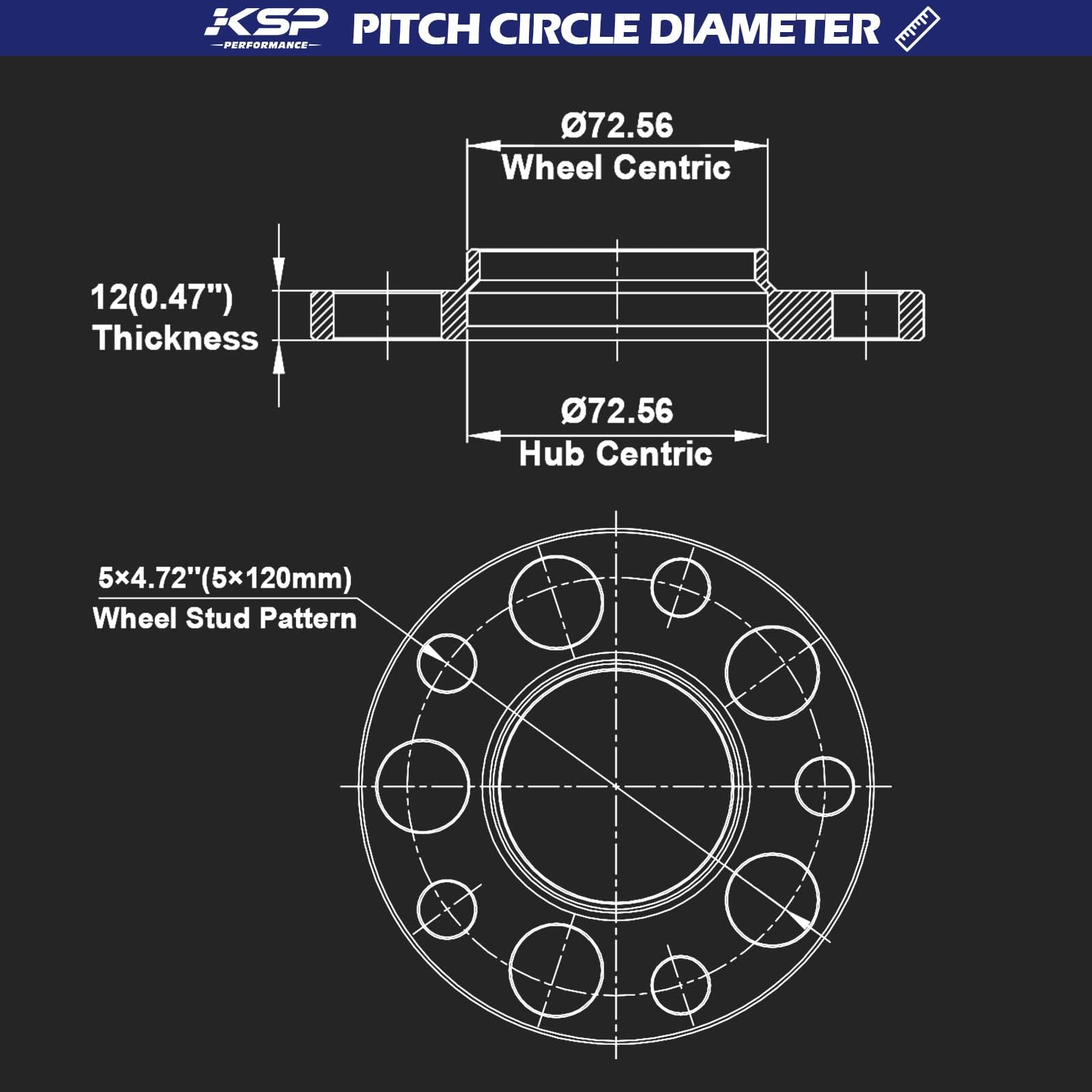 KSP PERFORMANCE side profile showing 12.7mm thickness, demonstrates exact wheel offset