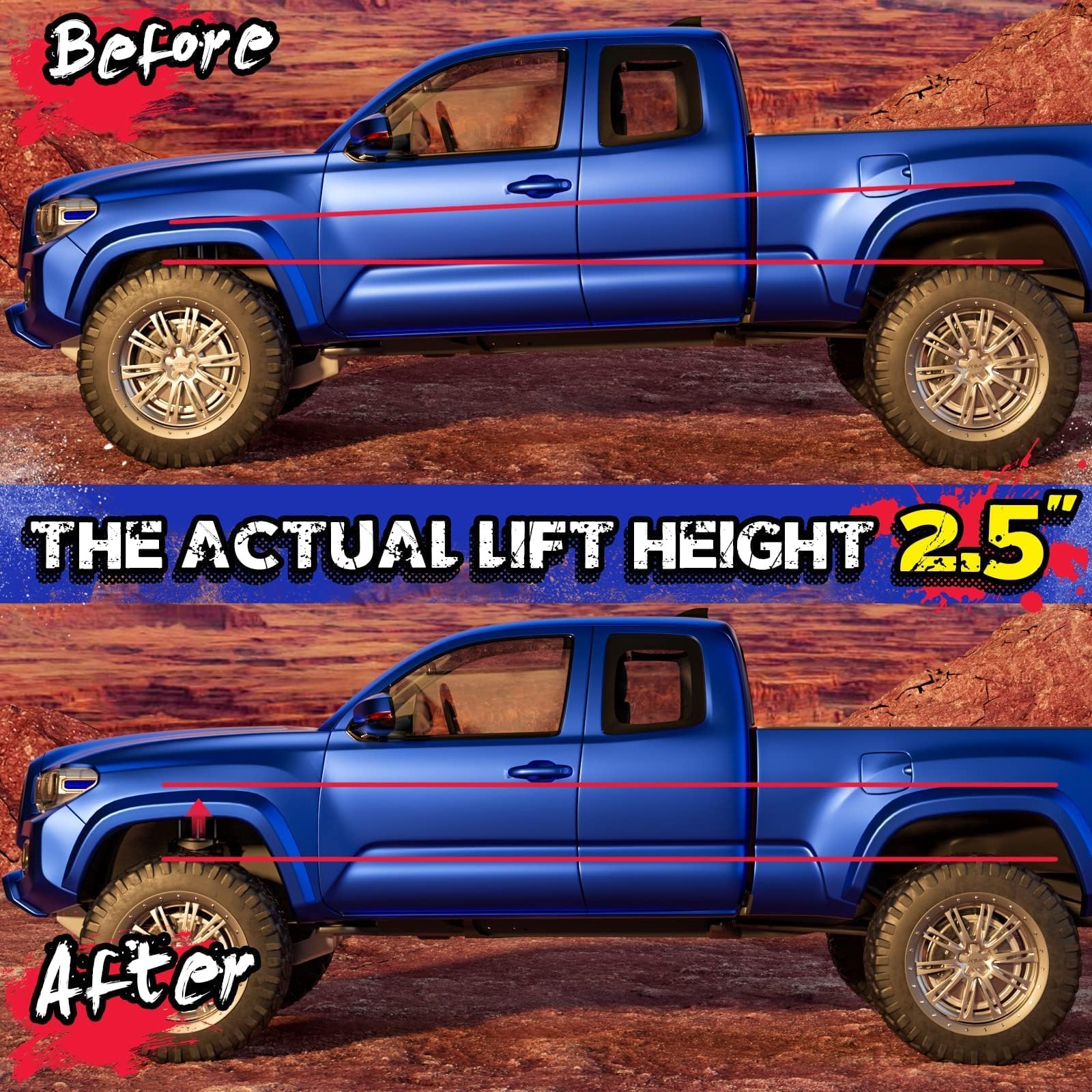 KSP PERFORMANCE side profile showing 2.5-inch lift and balanced truck look