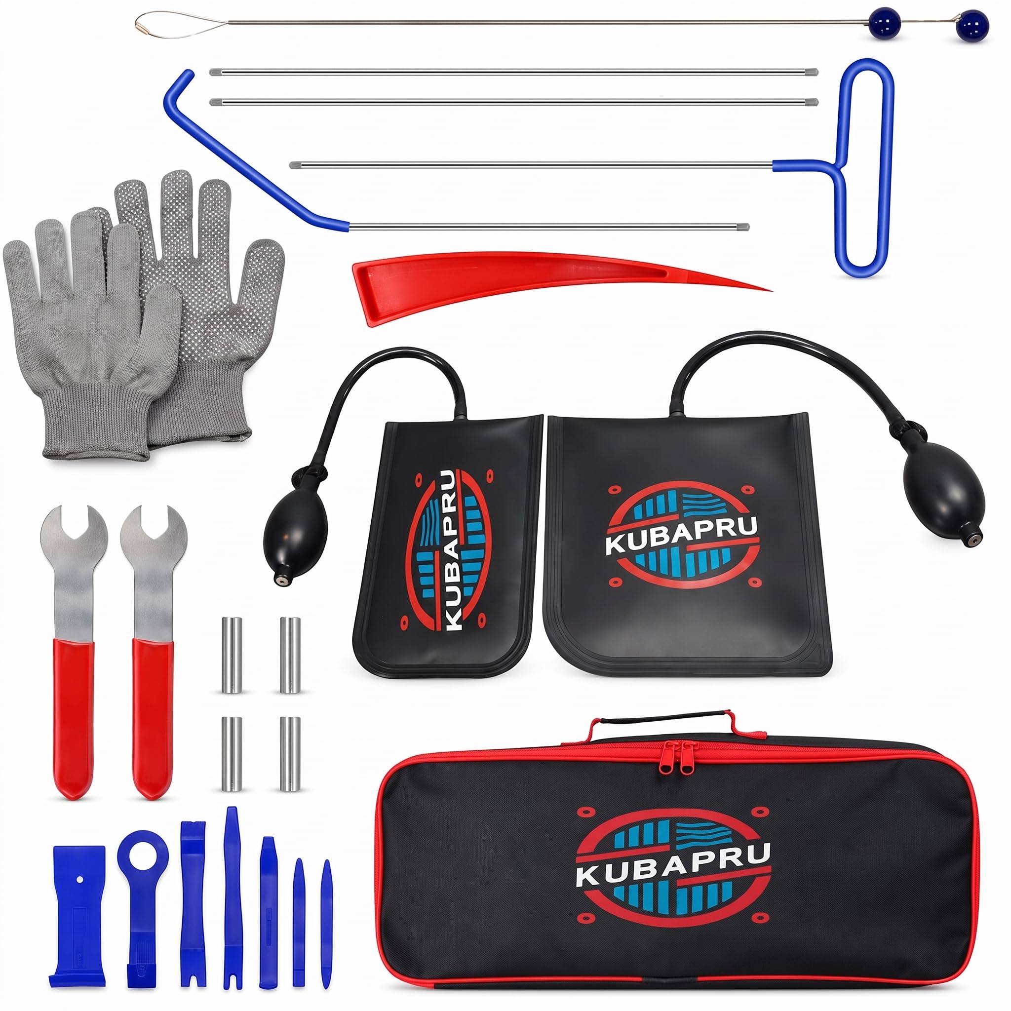 Kubapru front packaging showing full 22-piece kit and bag, durable storage benefit