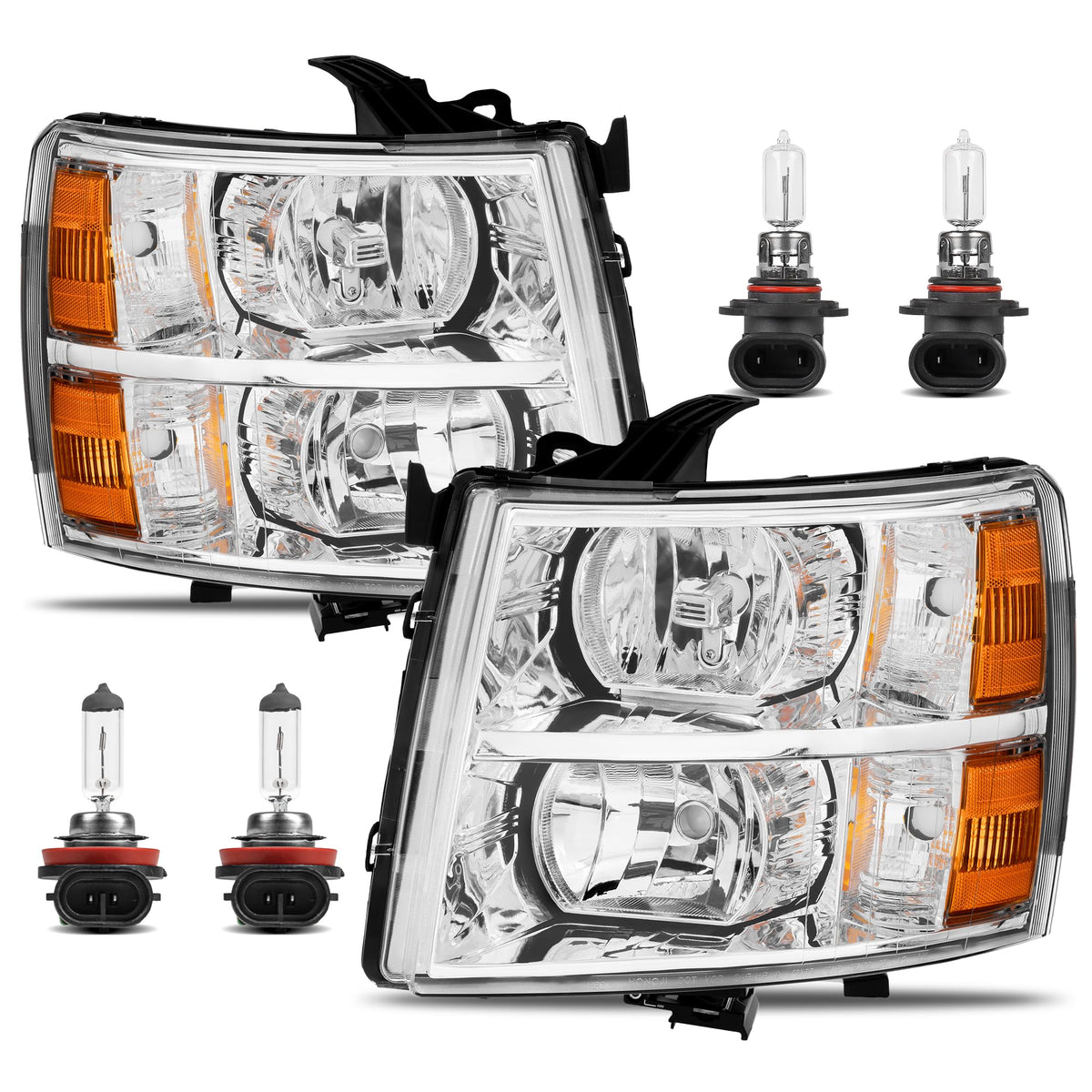 KUIPERAUTO front assembly chrome housing clear lens showing complete replacement benefit