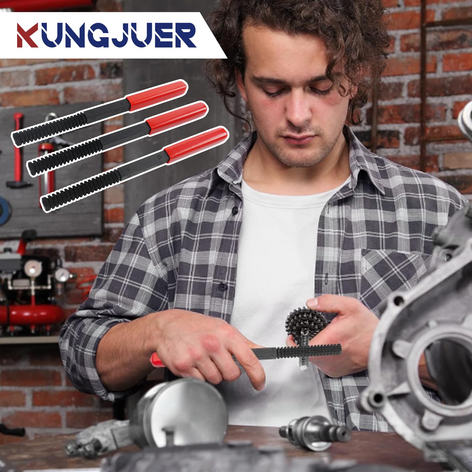 KUNGJUER scale comparison next to a screwdriver showing compact, portable tool size