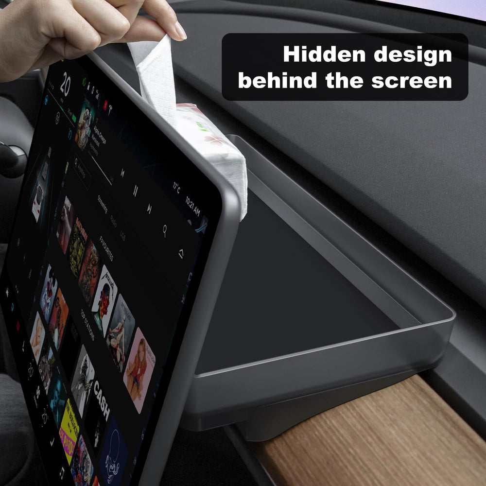 KUNIST installed behind Tesla screen showing integrated aesthetic
