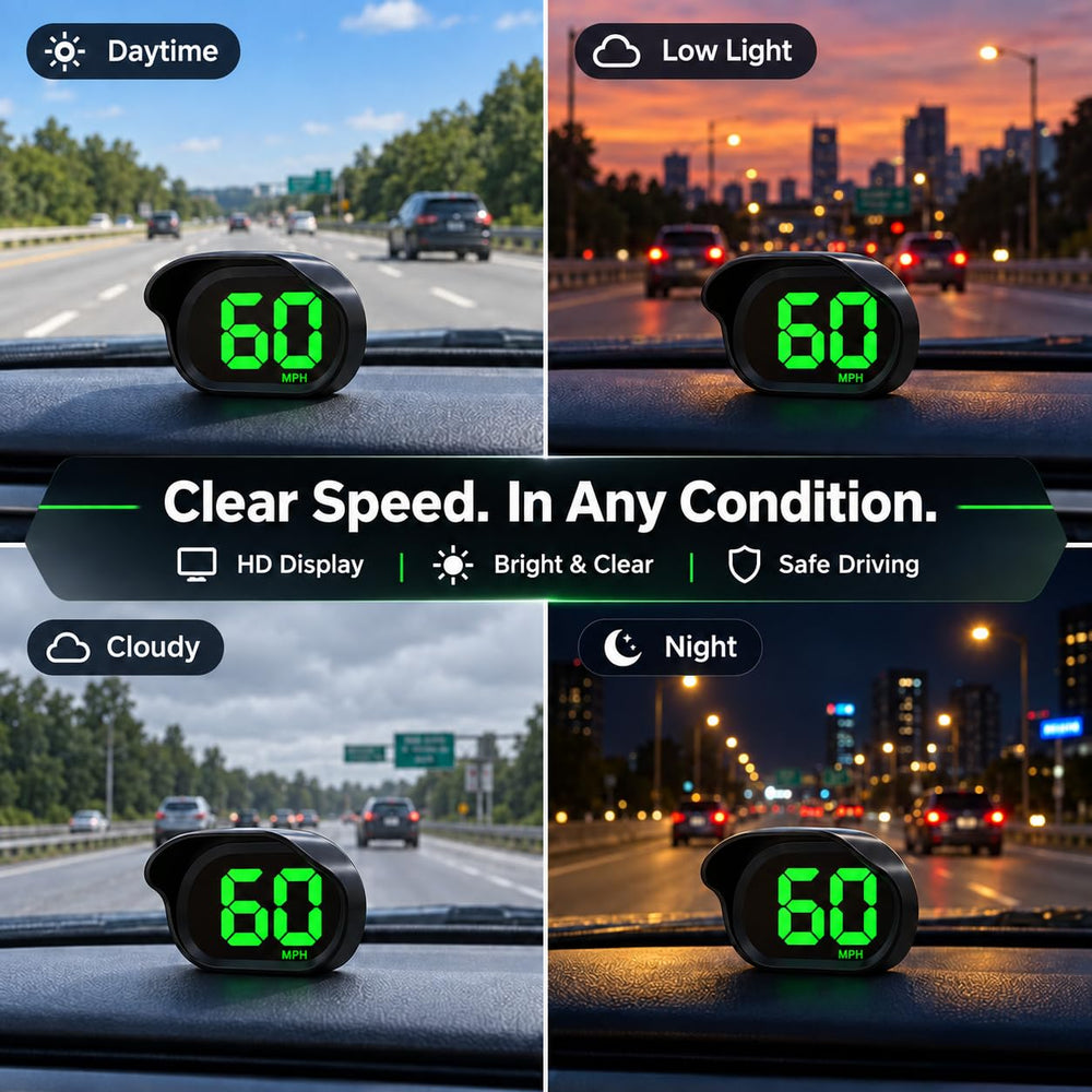 KUOWEIHUD mounted on car dash improving quick speed checks