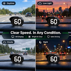 KUOWEIHUD mounted on car dash offering quick speed reference benefit