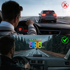 KUOWEIHUD windshield projection showing bright speed readout to reduce distractions