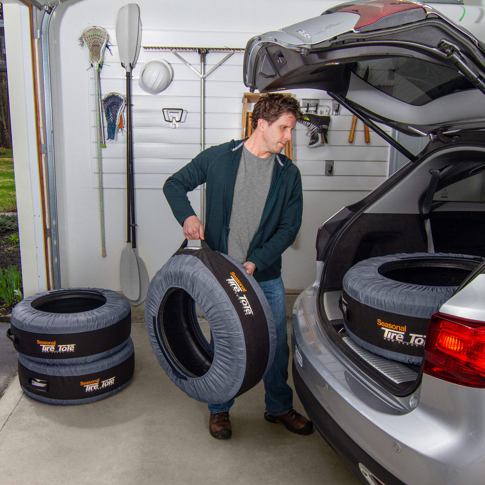 Kurgo tire tote folded for compact storage saving garage space