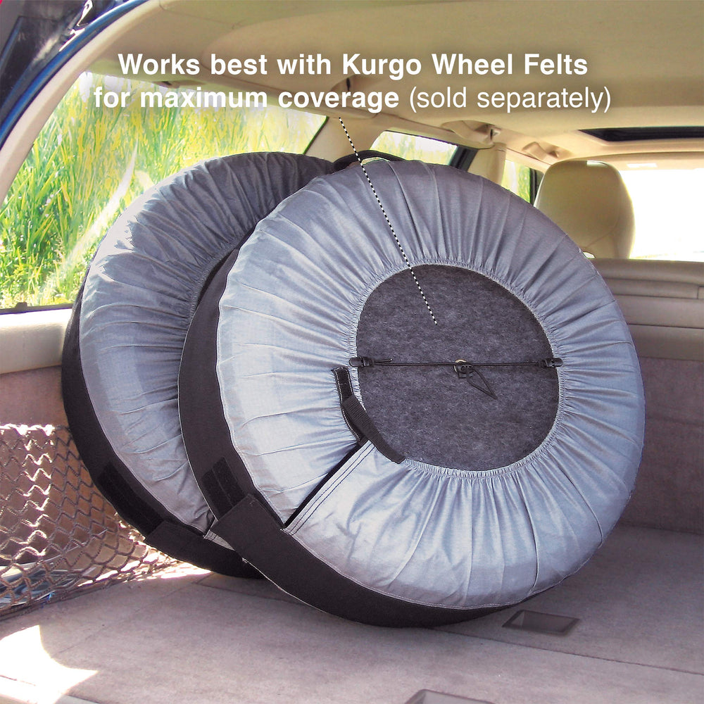Kurgo tire tote loaded in car trunk protecting interior from dirt