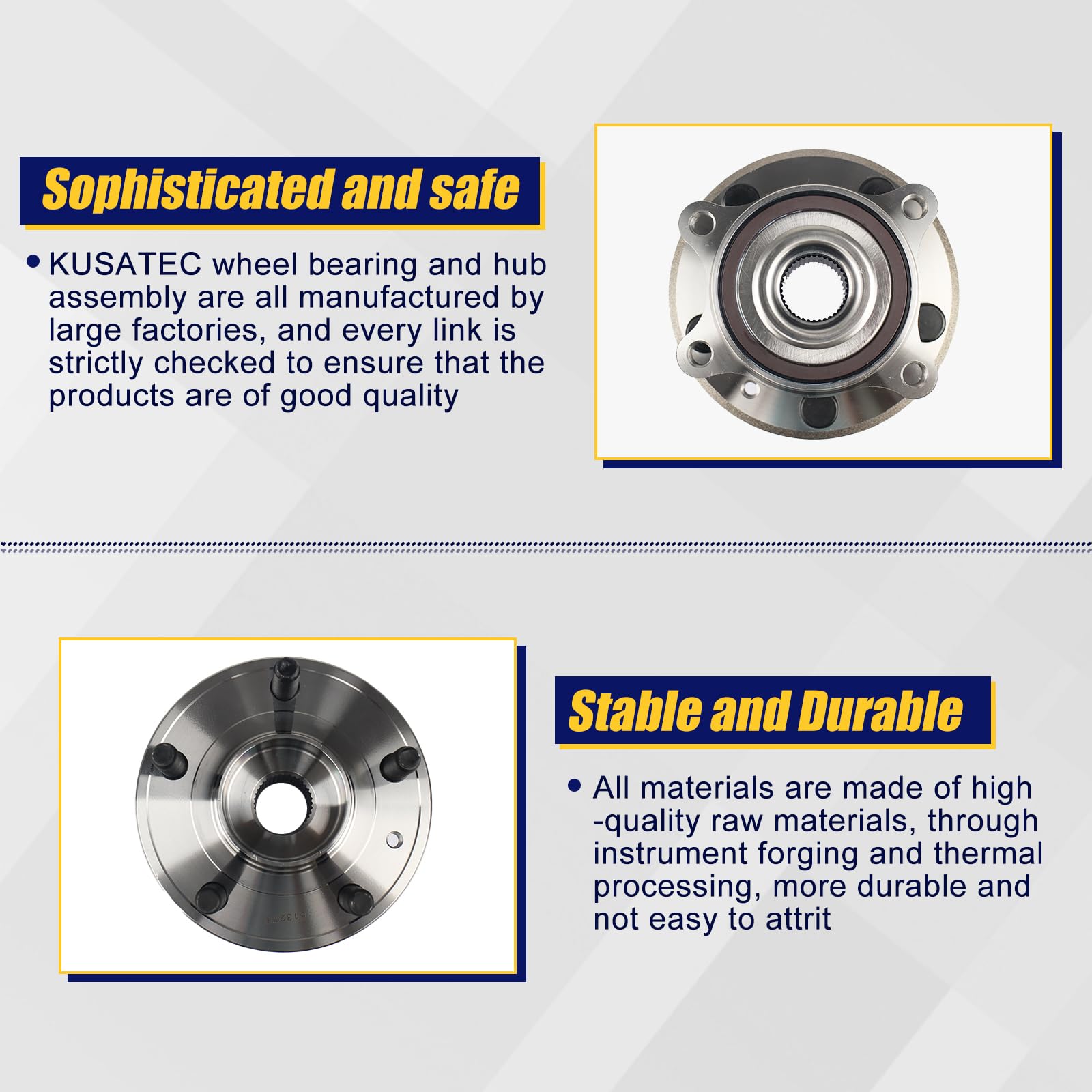 KUSATEC hub studs and flange threads close-up for easy bolt torqueing
