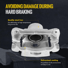 KUSATEC caliper bracket detail highlighting bolt holes and durable construction benefits