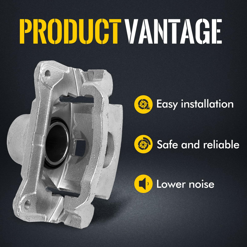 KUSATEC caliper front view showing mounting points and bracket for correct fitment
