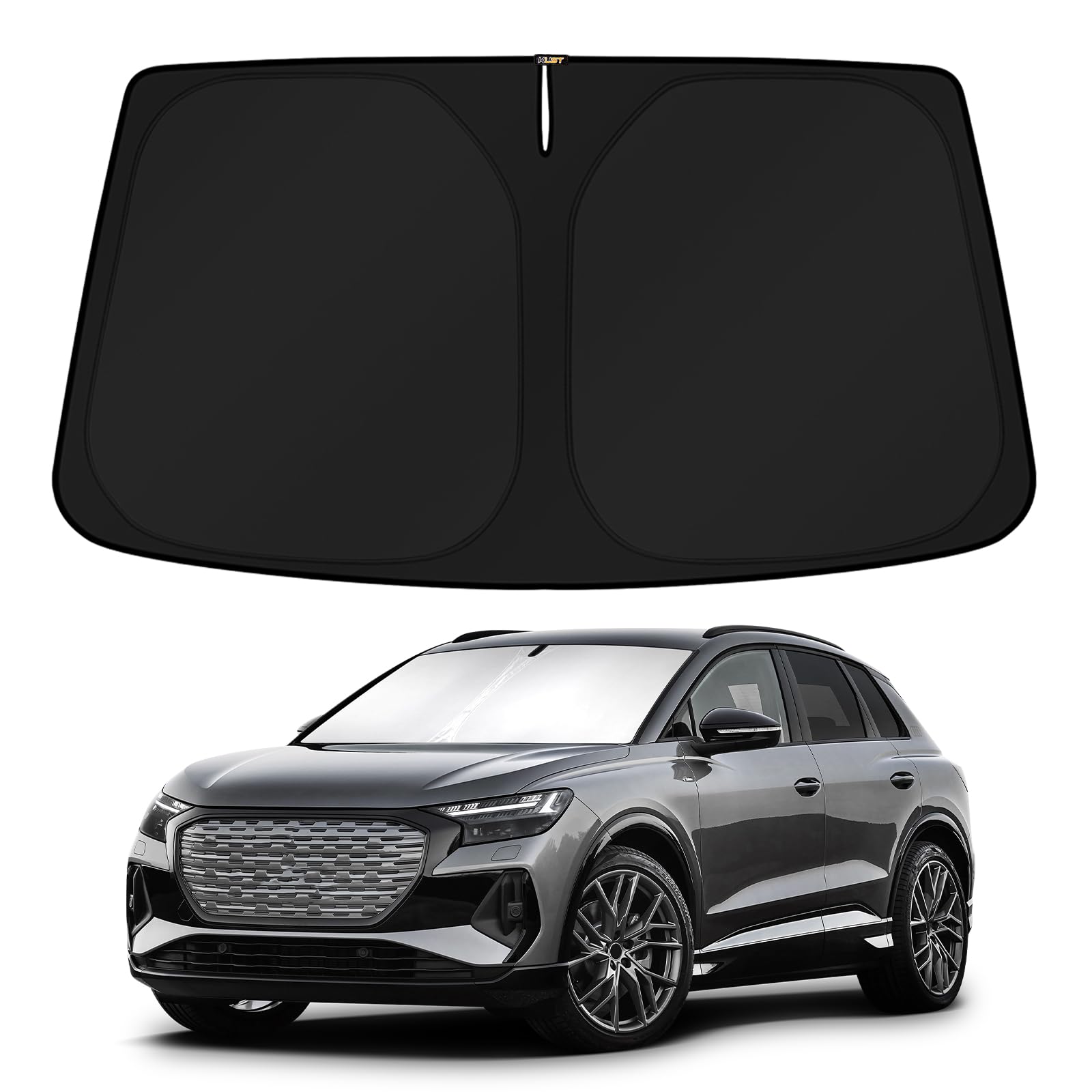 KUST front view on Audi Q4 E-tron showing full windshield coverage and protection