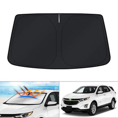 KUST front view of packed sunshade showing branded cover and compact storage convenience
