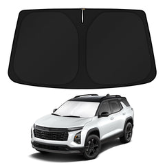 KUST sun shade front view on Chevy Equinox windshield showing full coverage and fit