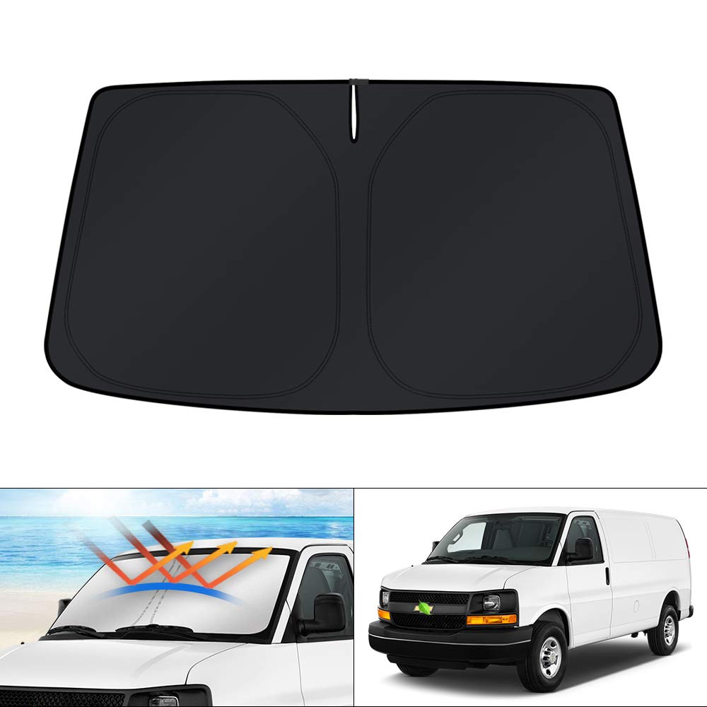 KUST reflective sun shade front packaging showing model fit and protection