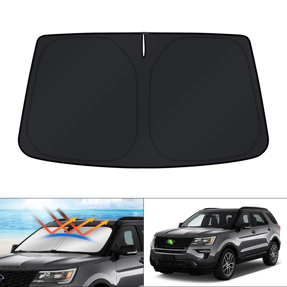 KUST front view of packaged Explorer sun shade showing custom fit benefit