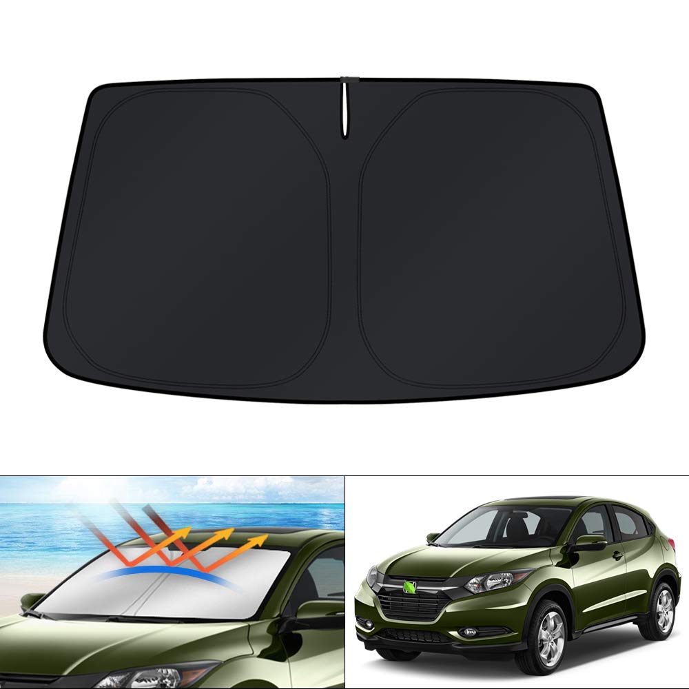 KUST front view of shade perfectly fitting HRV windshield for full coverage