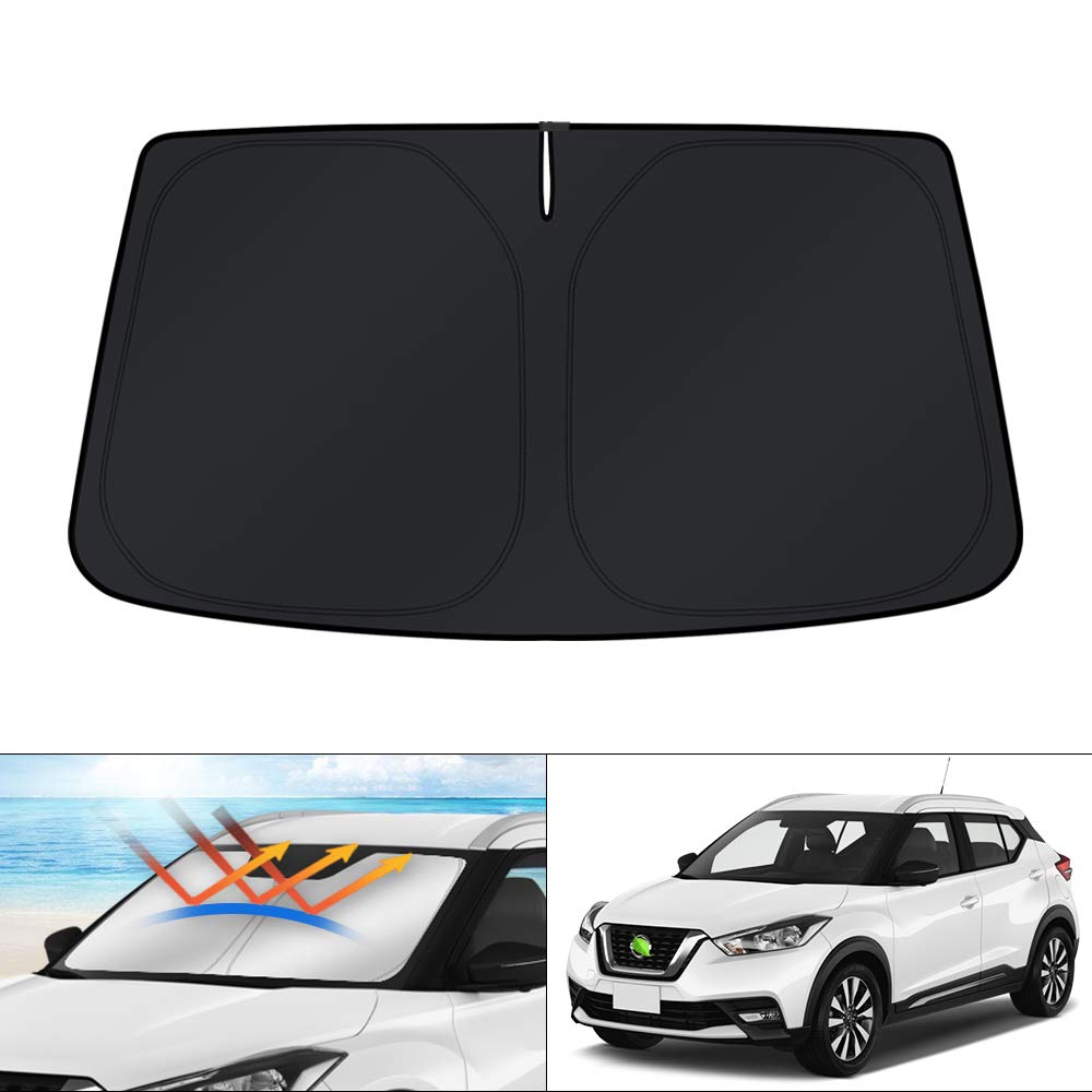 KUST front view of sun shade showing full windshield coverage and protection