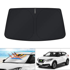 KUST front view of sun shade showing full windshield coverage and protection