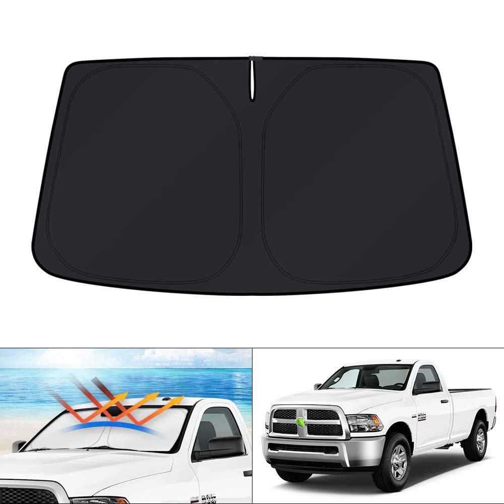 KUST front view of sun shade showing full windshield coverage and perfect fit