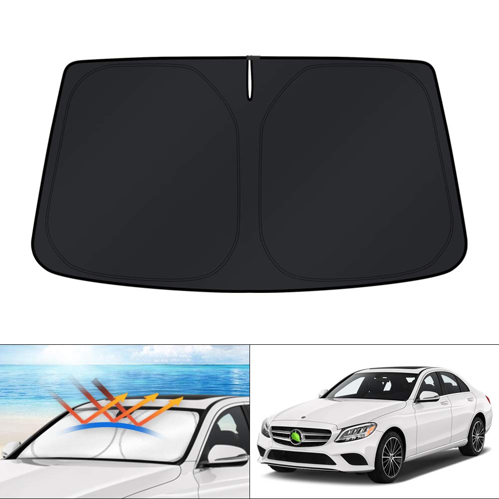 KUST front view showing full sun shade cover protecting windshield and interior