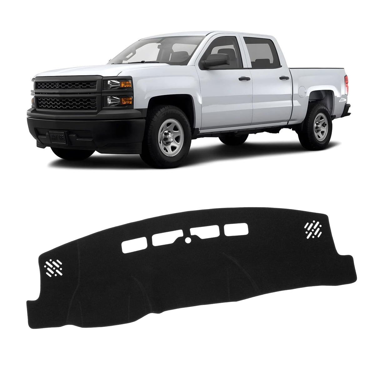 KUST front view dash cover fitted on Silverado, protects dash from sun