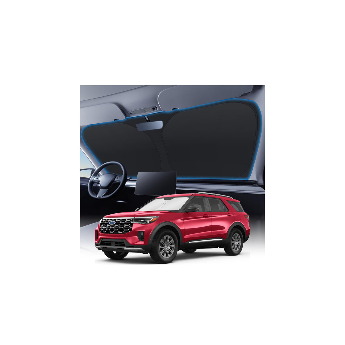 KUST front view full coverage on Ford Explorer windshield protecting interior