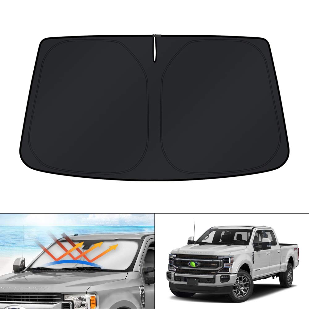KUST front view of full windshield shade showing perfect fit and protection