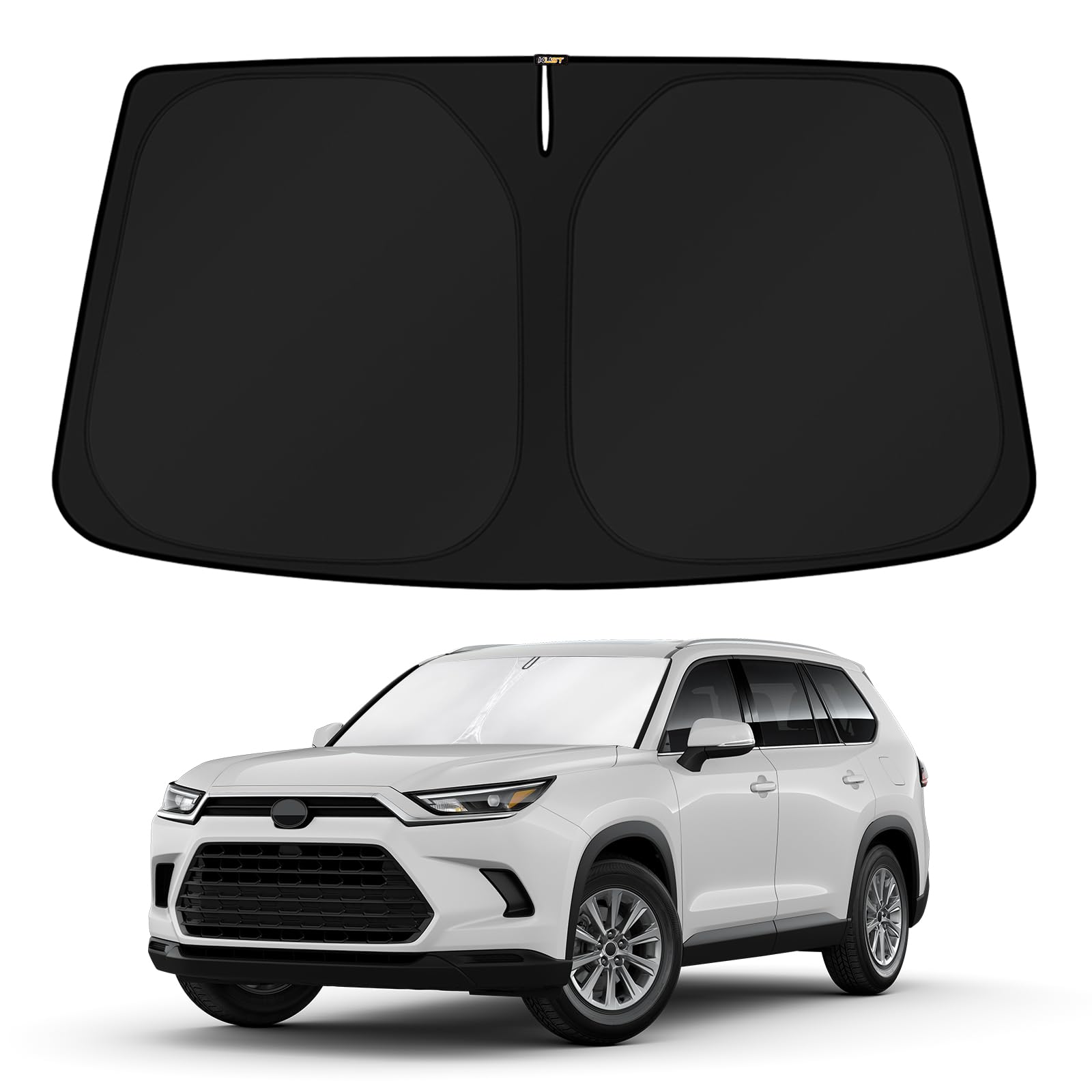KUST front view windshield shade fitted on Grand Highlander reduces cabin heat