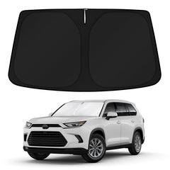 KUST front view windshield shade fitted on Grand Highlander reduces cabin heat