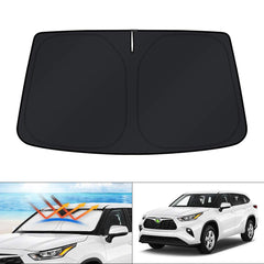 KUST windshield shade front fit showing full coverage and neat edges protects interior