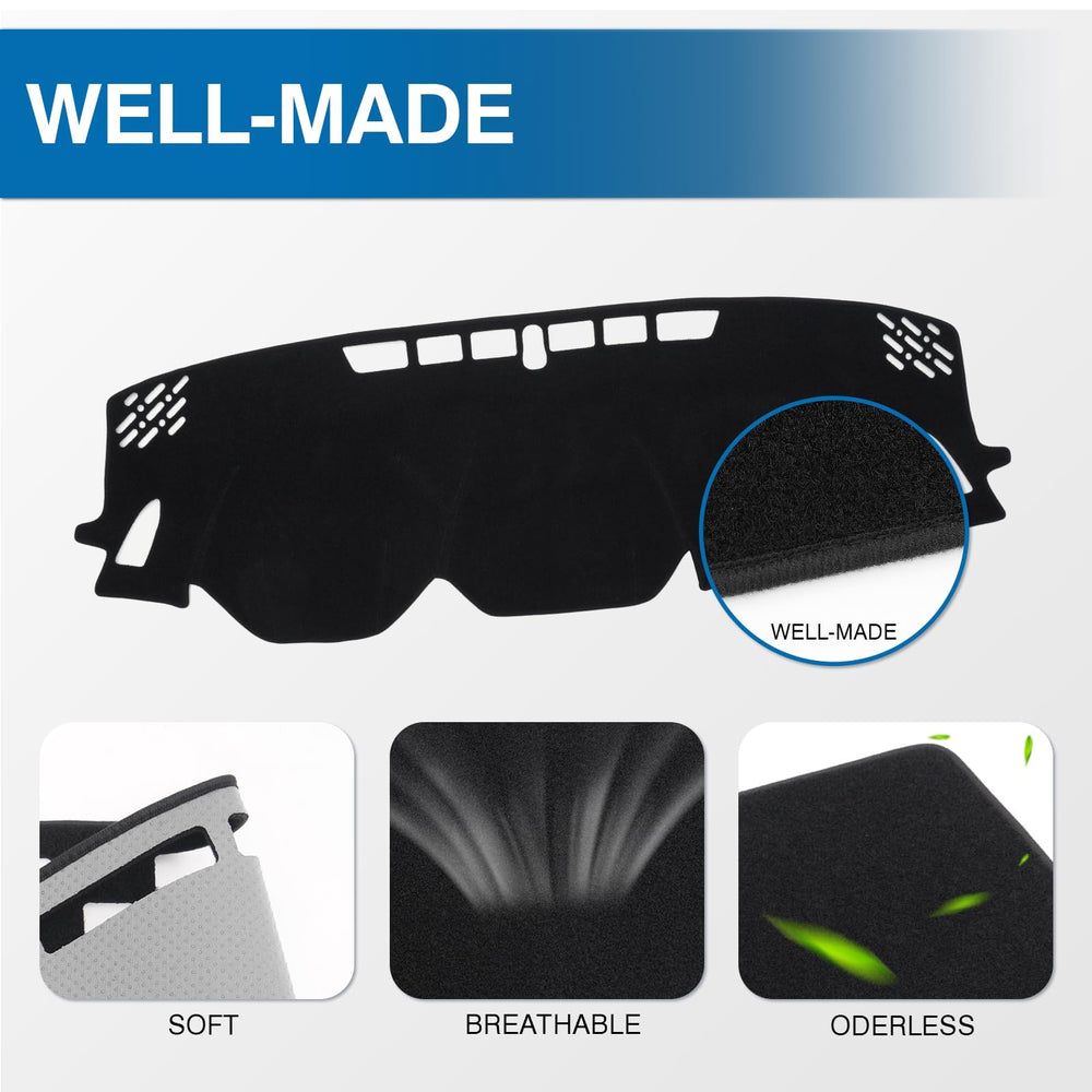 KUST dash cover installed in Crosstrek interior reducing glare and improving driving comfort