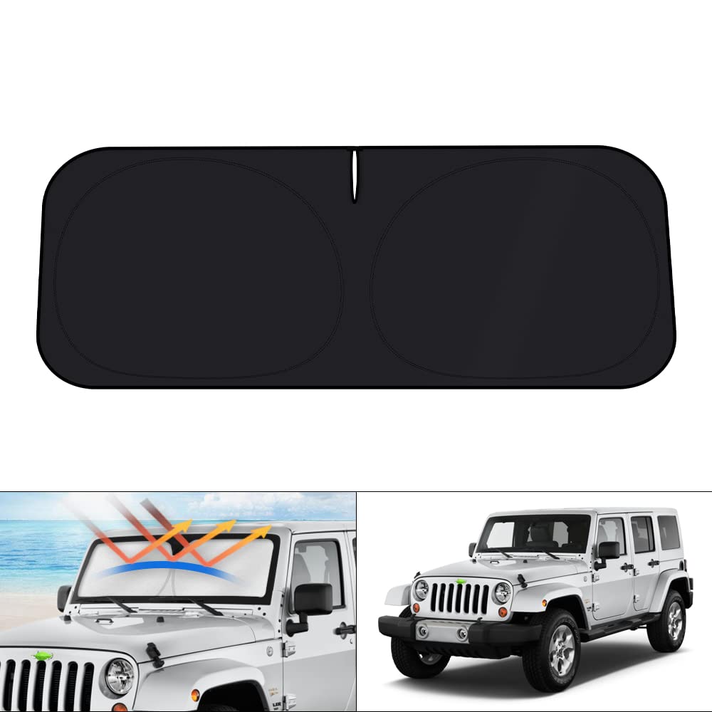 KUST front view of windshield shade showing full fit and sun protection