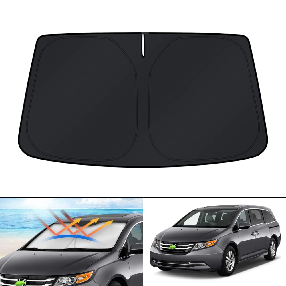 KUST windshield shade front view showing full Odyssey coverage and sun protection