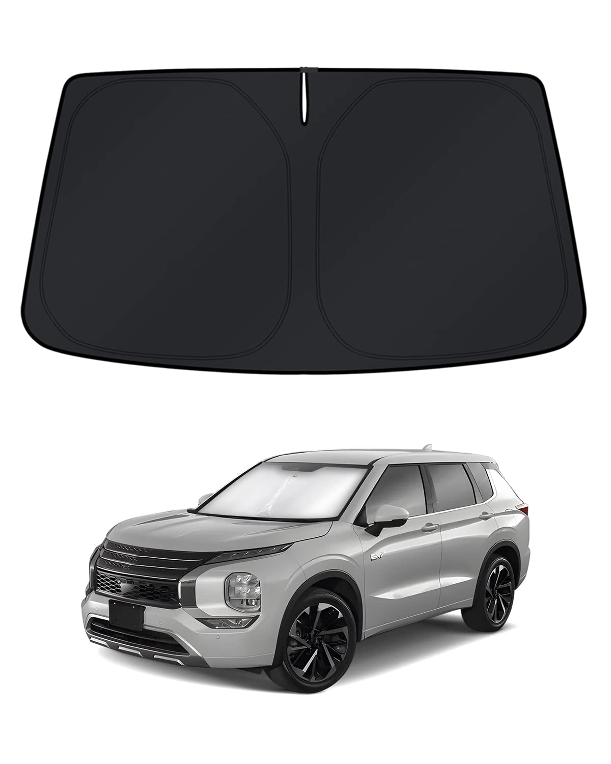 KUST front view full-coverage shade showing perfect windshield fit and heat reduction