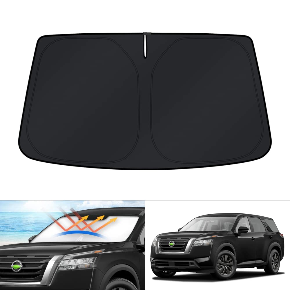 KUST front view of sun shade on windshield showing perfect fit and protection