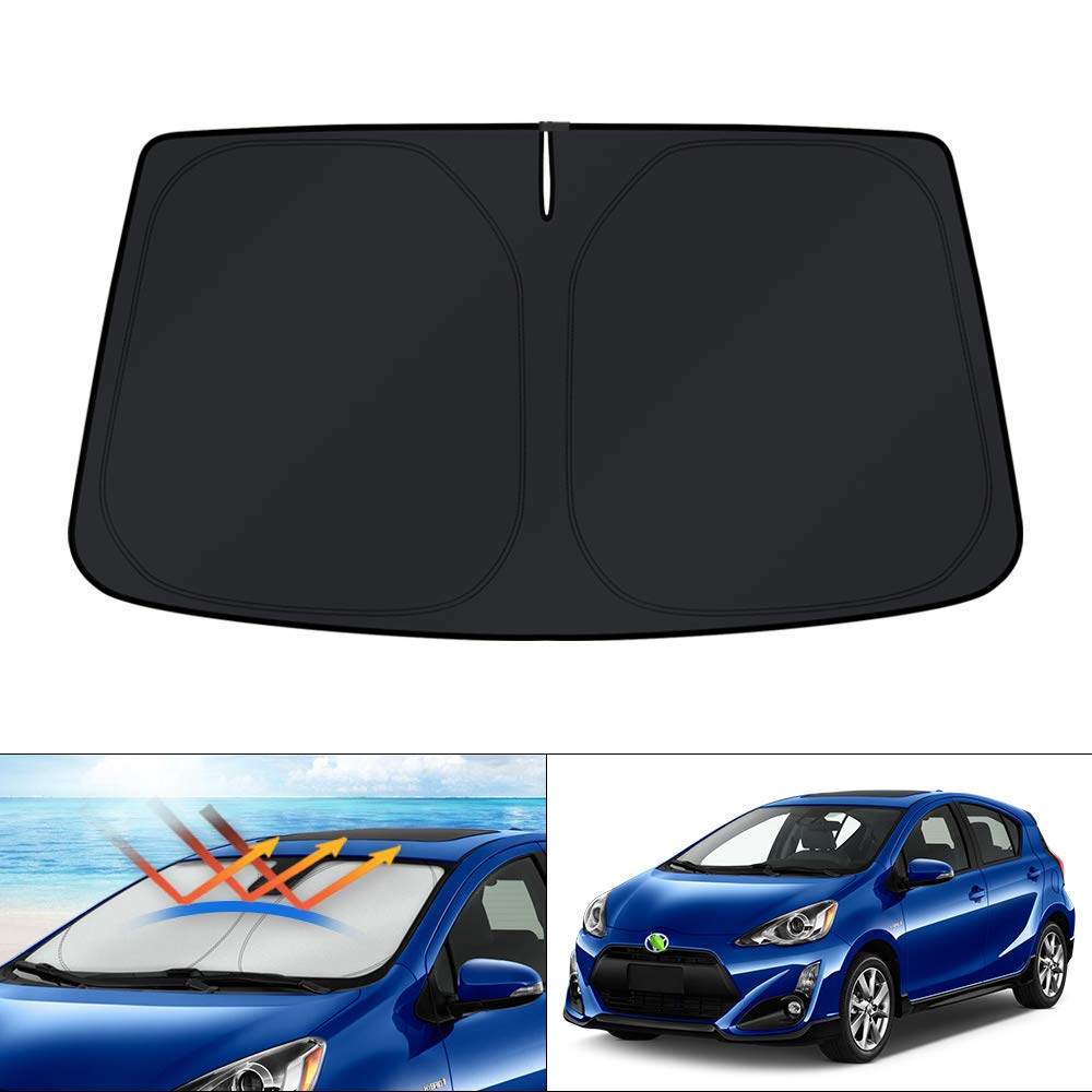 KUST front view of sun shade packaging showing fit and protection