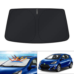 KUST front view of sun shade packaging showing fit and protection