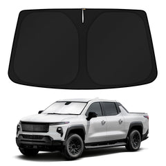 KUST front view on Silverado EV windshield showing full coverage benefit