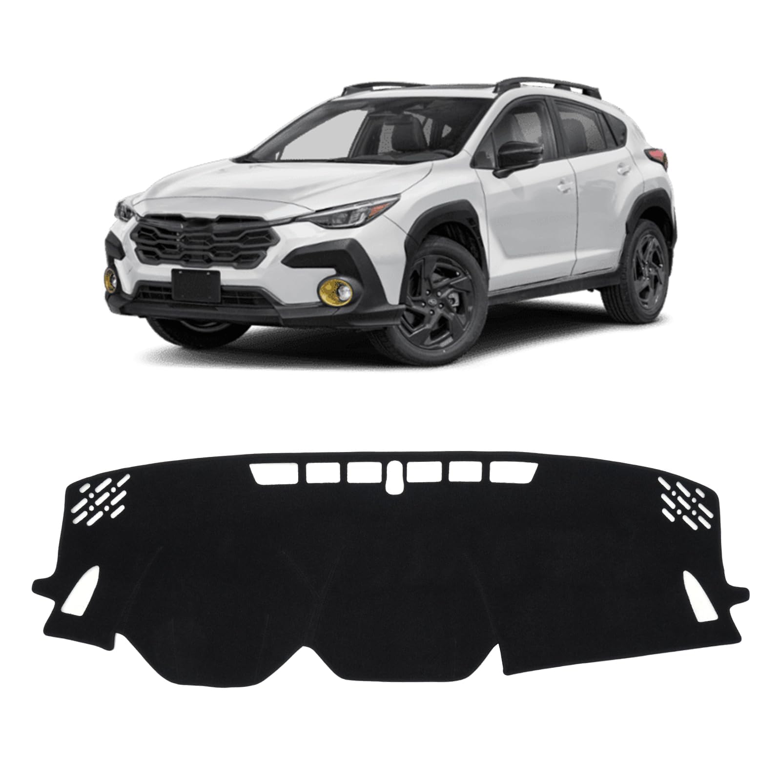 KUST black dash cover front view showing fitted profile and clean finish for Subaru Crosstrek