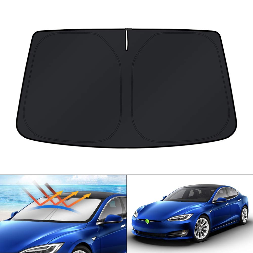 KUST Tesla Model S front view showing full windshield coverage and heat reduction