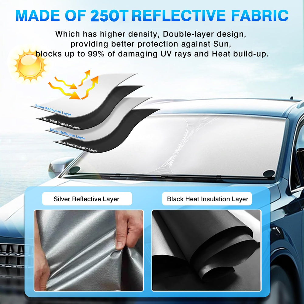 KUST foldable sun shade compactly folded showing easy storage and elastic frame
