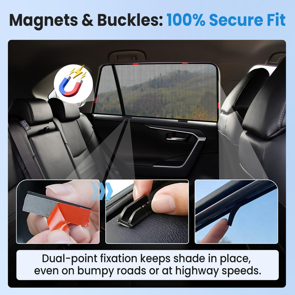 KUST shade with window rolled down allowing fresh air while protecting