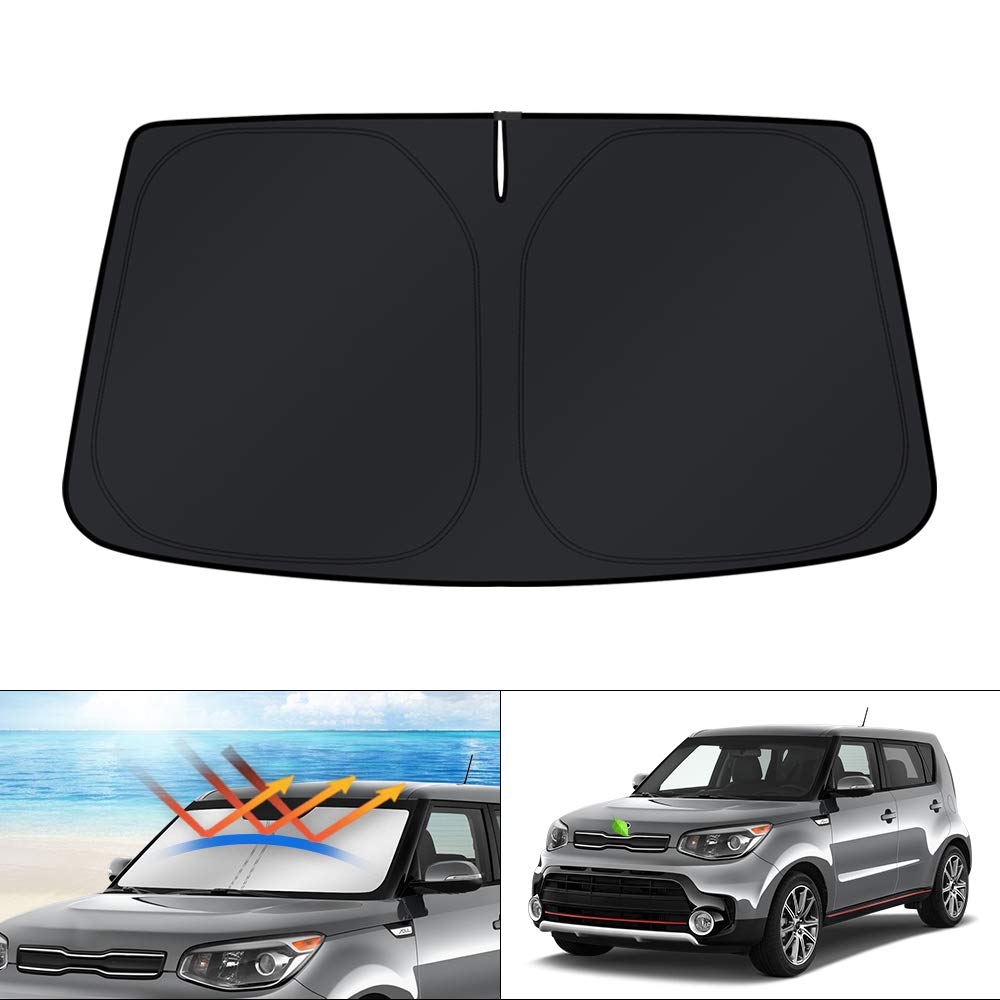 KUST front view on Kia Soul showing full windshield coverage and sun protection