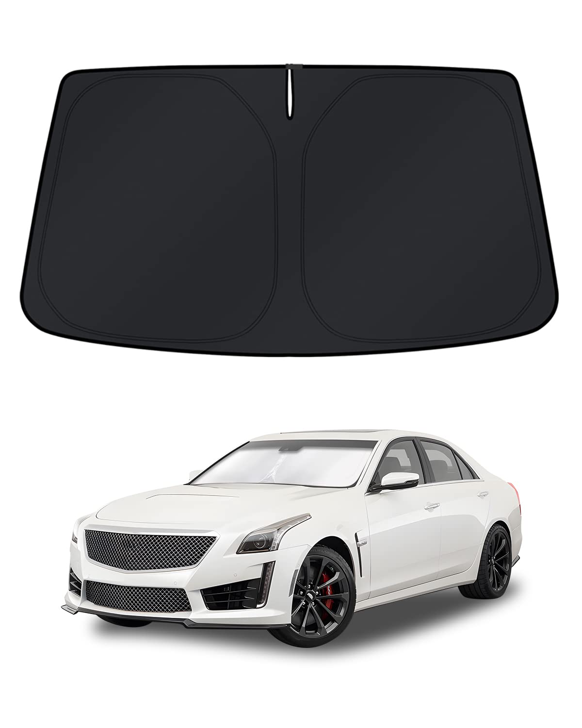 KUST front view of custom-fit windshield shade showing full coverage benefit