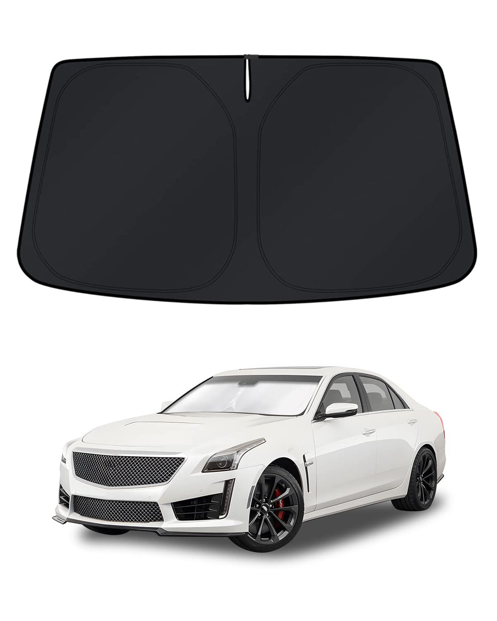 KUST front view of custom-fit windshield shade showing full coverage benefit