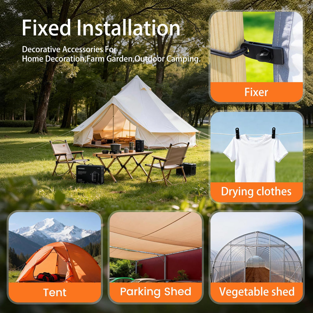 KVNTOOLS in outdoor camping scene showing organized, stable shelter setup