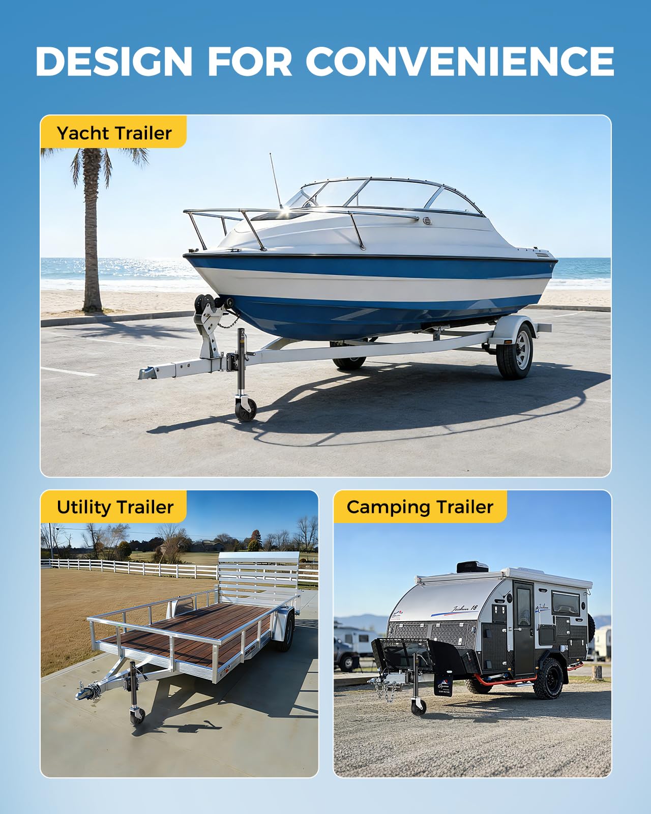 KYX lifestyle scene leveling trailer at campsite for fast setup