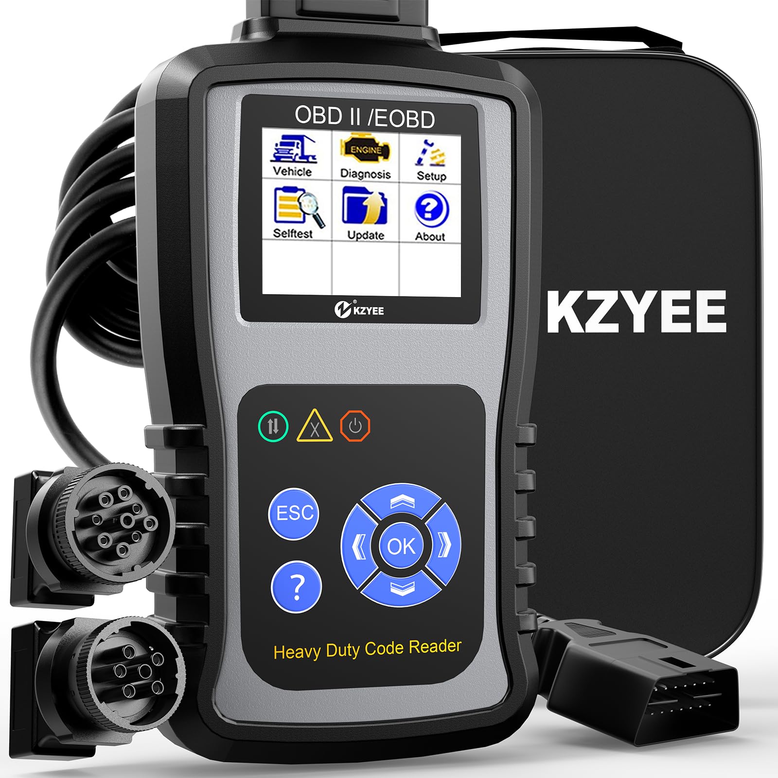 KZYEE KC601 front view showing buttons and screen for fast diagnostics