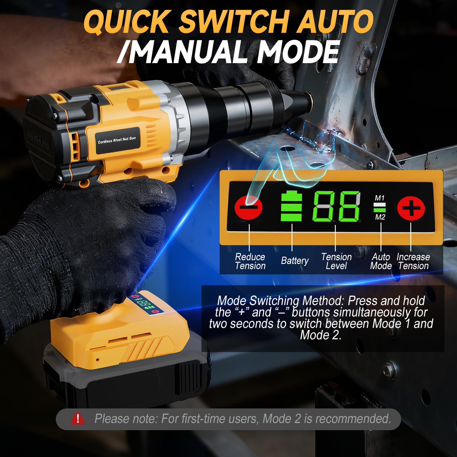Labfintom alongside a Dewalt 20V battery to show size and compatibility